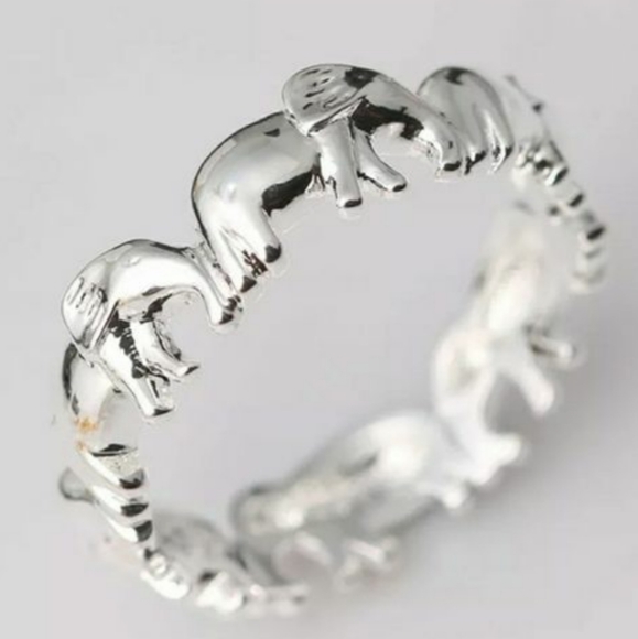 New .925 silver plated elephant ring size 7 - Picture 2 of 2